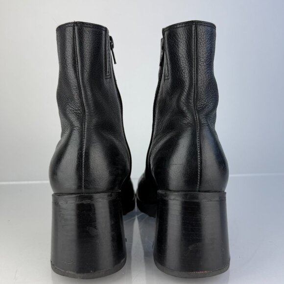 Ipanema Jester Black Leather Block Heel Ankle Boots 8.5M Minimalist Booties - Picture 5 of 12
